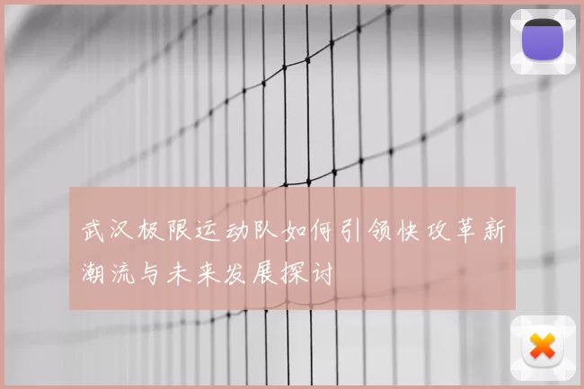 武汉极限运动队如何引领快攻革新潮流与未来发展探讨